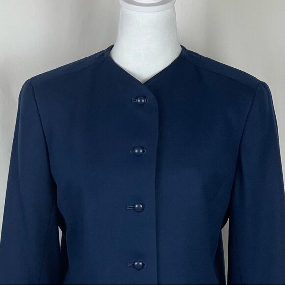 Pendleton Blue Pure Wool Academia Office Career Cropped Jacket Vintage Size 14 - Picture 3 of 11